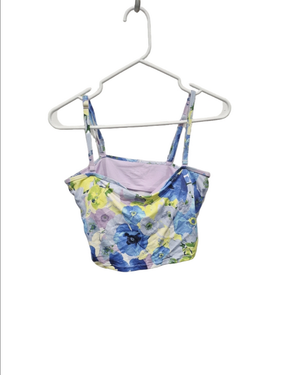 aerie Other - ​Aerie Real Good Floral Longline Bandeau Bikini Top Blue Purple Yellow Large